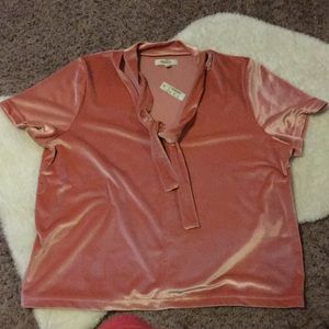 Madewell Velvet Tie Neck Top NWT